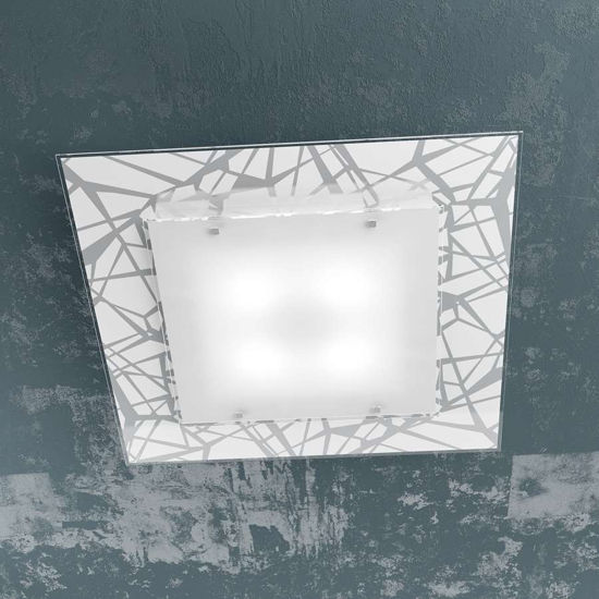 Plafoniera quadrata moderna in vetro decorato top light stripes