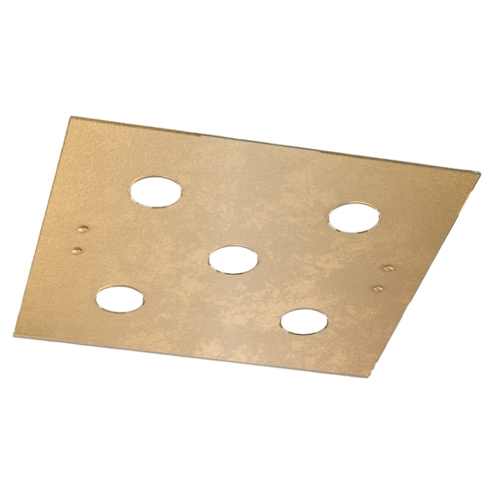 Plafoniera quadrata foglia oro 5 luci gx53