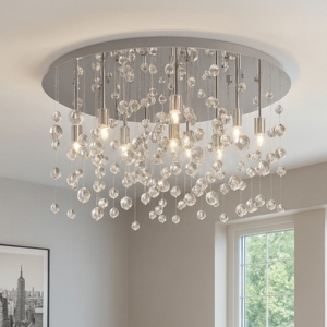 Visualizza i dettagli per Ideal lux neve pl8 cromo plafoniera sfere di vetro trasparenti Ideal lux neve pl8 cromo plafoniera sfere di vetro trasparenti