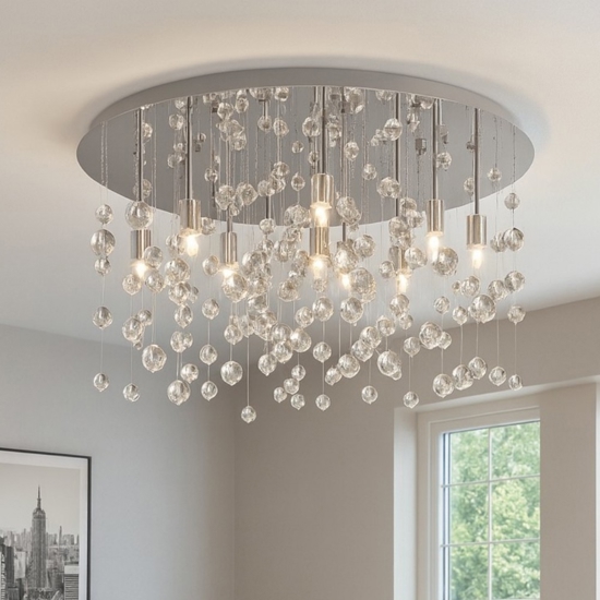 Ideal lux neve pl8 cromo plafoniera sfere di vetro trasparenti