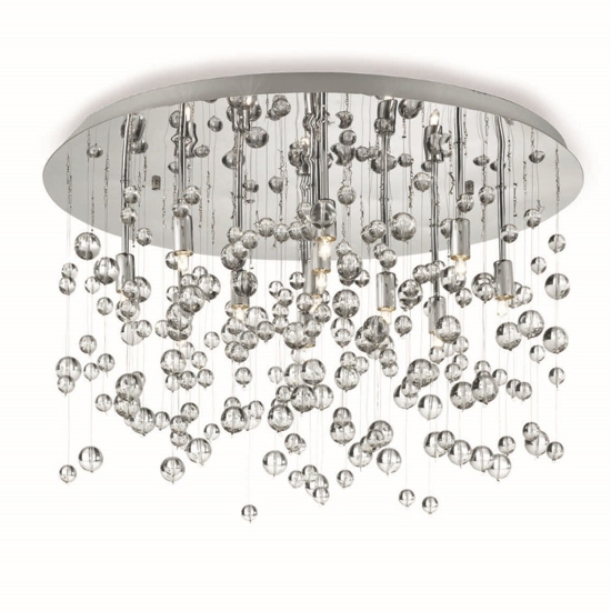 Ideal lux neve pl8 cromo plafoniera sfere di vetro trasparenti