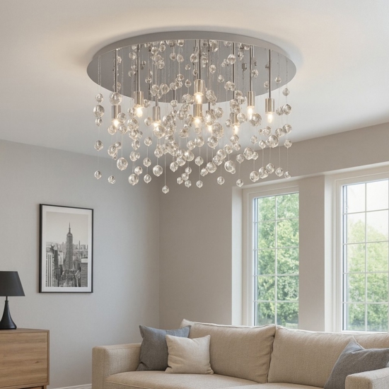 Ideal lux neve pl8 cromo plafoniera sfere di vetro trasparenti