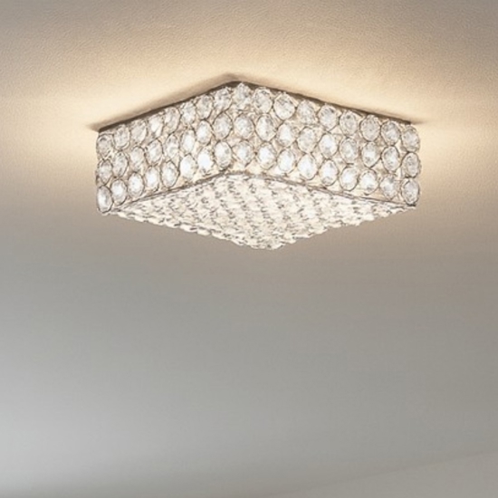 Admiral pl4 plafoniera quadrata cromo cristalli trasparenti ideal lux