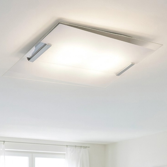 Plafoniera moderna per cucina vetro rettangolare serigrafato bianco toplight
