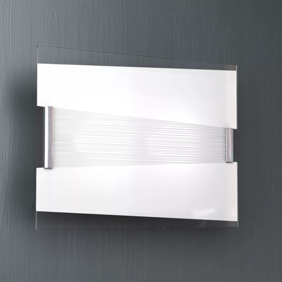 Plafoniera moderna per cucina vetro rettangolare serigrafato bianco toplight