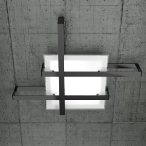 Plafoniera nera moderna per cucina top light cross rettangolare