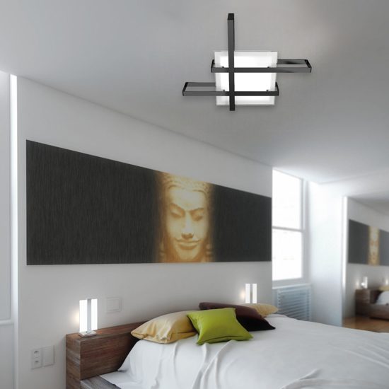 Plafoniera nera moderna per cucina top light cross rettangolare