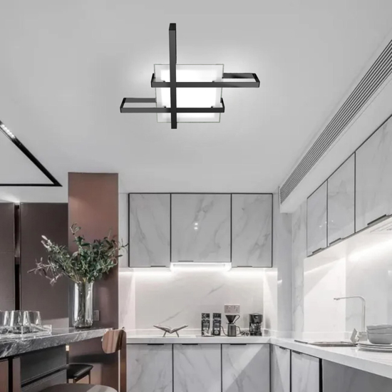 Plafoniera nera moderna per cucina top light cross rettangolare