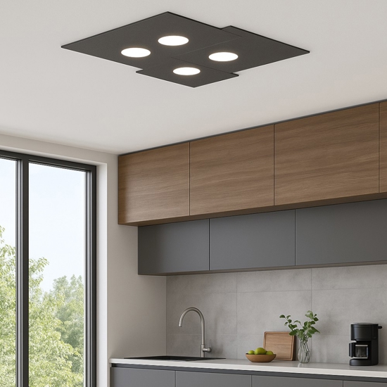 Plafoniera per cucina plate top light antracite moderna