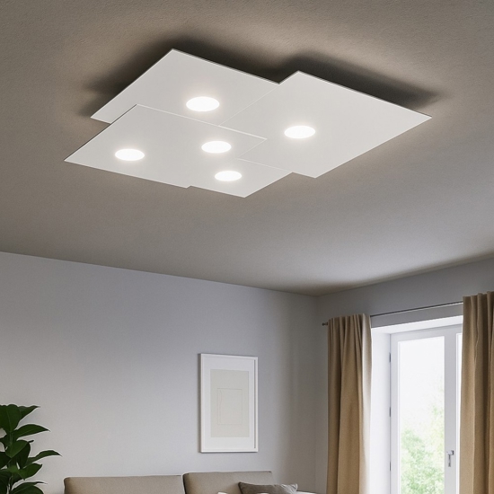 Plafoniera cucina moderna bianca toplight plate 5 luci