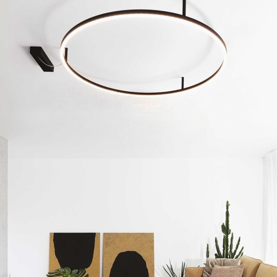 Ideal lux oracle slim pl d070 round plafoniera a led 3000k nera 70cm