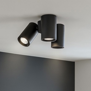 Plafoniera da soffitto 3 faretti led nero orientabili