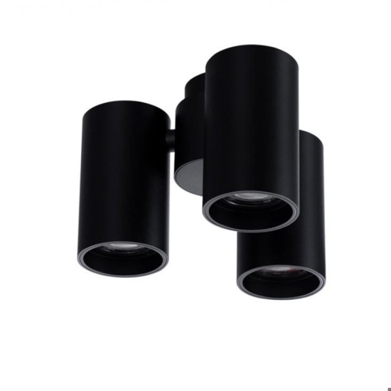 Plafoniera da soffitto 3 faretti led nero orientabili