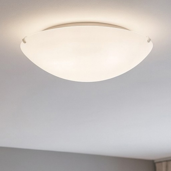 Ideal lux simply pl2 plafoniera moderna da cucina rotonda vetro bianco