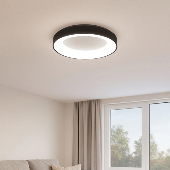 Plafoniera moderna nera vivida inner-r 60 led 50w 3000k 4000k dimmerabole