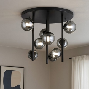 Ideal lux perlage pl9 plafoniera grigio fumo 9 sfere vetro