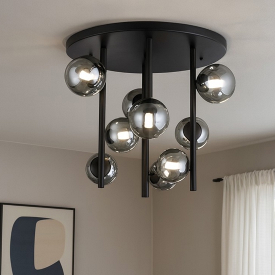Ideal lux perlage pl9 plafoniera grigio fumo 9 sfere vetro