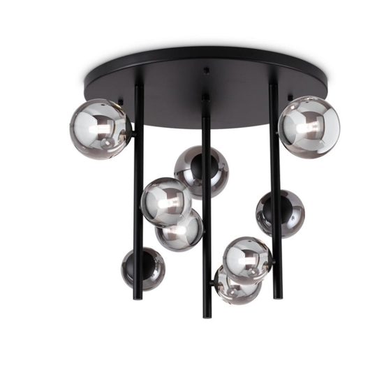 Ideal lux perlage pl9 plafoniera grigio fumo 9 sfere vetro