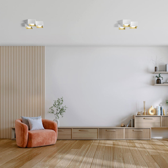 Plafoniera moderna in gesso bianco dettagli oro sforzin nasso