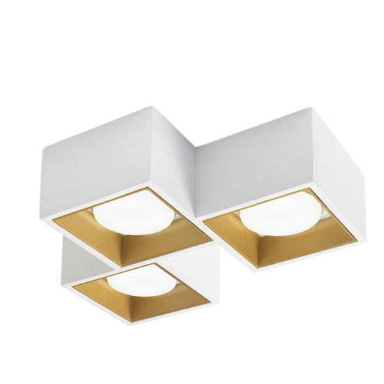 Plafoniera moderna in gesso bianco dettagli oro sforzin nasso