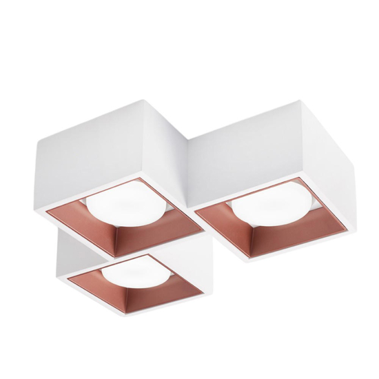 Plafoniera sforzin nasso rame in gesso 3 luci moderna