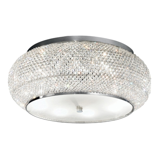 Pasha' pl10 plafoniera per camera da letto cristallo ideal lux 55cm