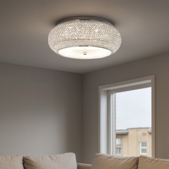 Pasha' pl10 plafoniera per camera da letto cristallo ideal lux 55cm