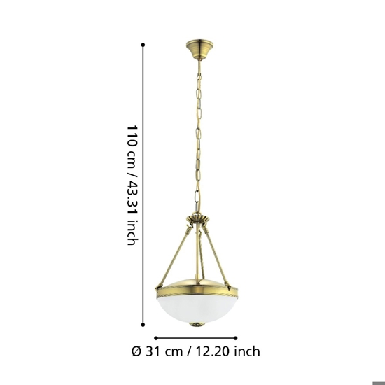Savoy eglo lampadario da cucina classica paralume in vetro satinato