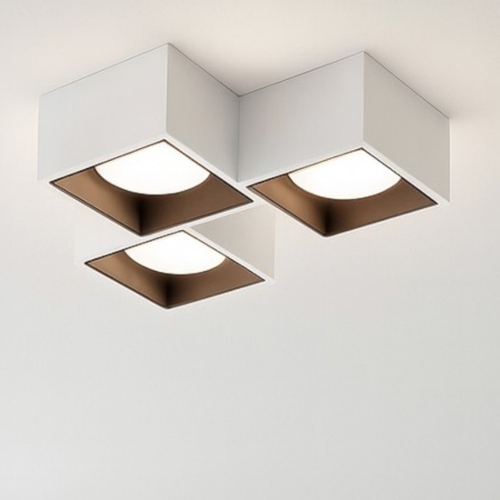 Sforzin nasso plafoniera quadrata in gesso dettagli bronzo 3 luci