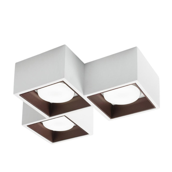 Sforzin nasso plafoniera quadrata in gesso dettagli bronzo 3 luci