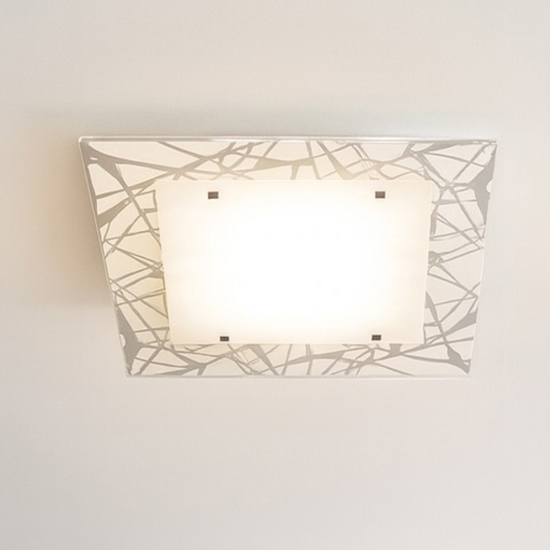 Plafoniera moderna quadrata in vetro decorato toplight stripes