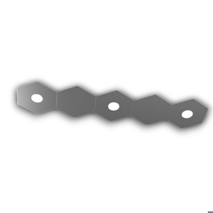 Toplight plafoniera 3 luci + 2 piastre grigio antracite design moderno rettangolare per cucina