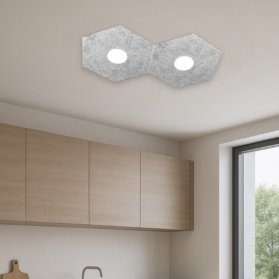 Plafoniera foglia argento moderna esagonale toplight hexagon