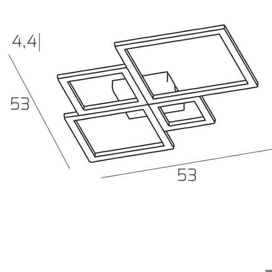 Plafoniera led 71w 3000k 4000k nera toplight four squares