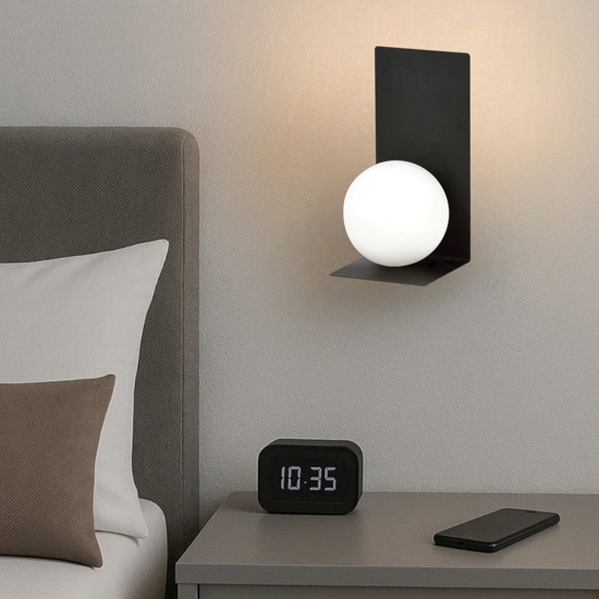 Applique da comodino moderna nera per camera da letto fp