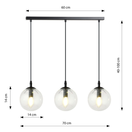 Lampadario moderno per soggiorno sfere vetro trasparente fp
