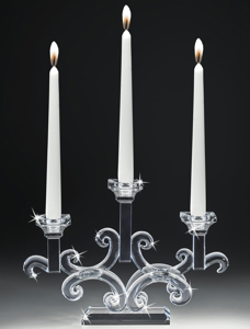 Candelabro vetro cristallo tre fiamme da tavola fp