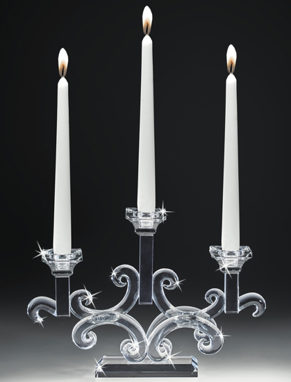 Candelabro vetro cristallo tre fiamme da tavola fp