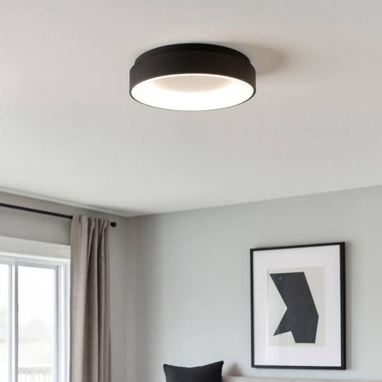 Inner-r plafoniera 48 rotonda nera led 40w 3000k 4000k dimmerabile vivida