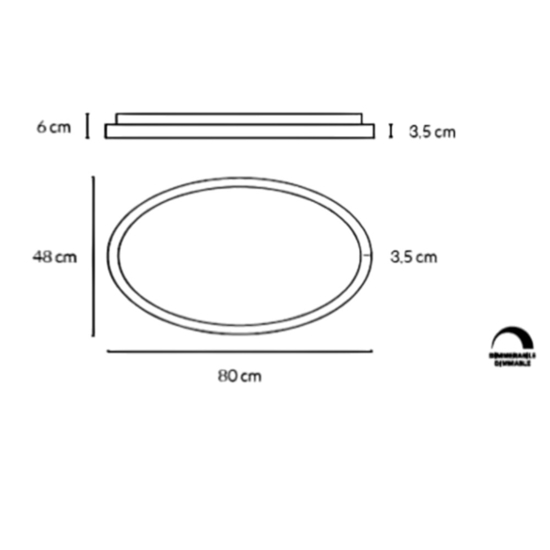 Vivida lifering-o plafoniera bronzo ovale 80cm led 50w 3000k 4000k