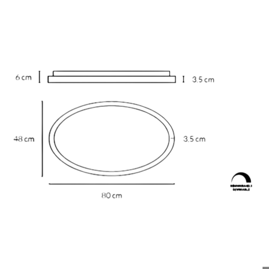 Vivida lifering-o plafoniera ovale nera moderna led 80w 3000k 4000k