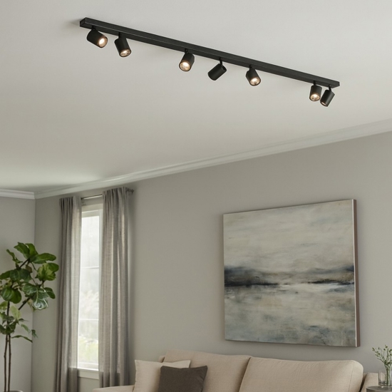 Plafoniera moderna toplight nero 7 faretti led orientabili
