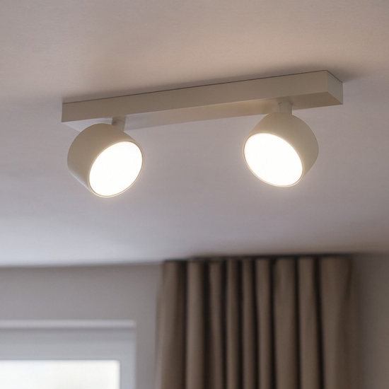 Plafoniera moderna toplight con due luci orientabili sabbia