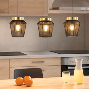 Escandidos eglo lampadario da cucina colore nero 3 luci pendenti