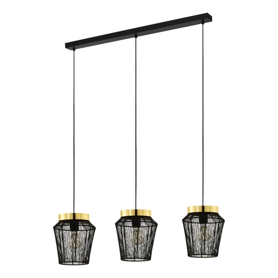 Escandidos eglo lampadario da cucina colore nero 3 luci pendenti