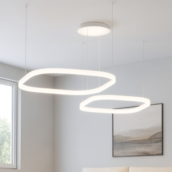 Criseide gea luce lampadario led doppio diffusore bienco 3000k quadrati