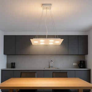 Lampadario moderno affralux flet rettangolare bianco luci sopra sotto