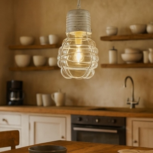 Lampadadario moderno lampadina gigante bianco anticato vetro fp