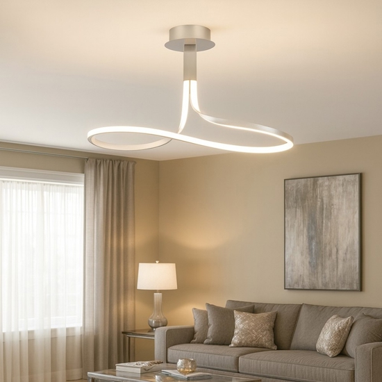 Lampadario led moderno led per soggiorno silver cromo dimmerabile