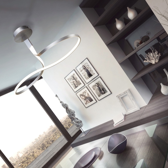 Lampadario led moderno led per soggiorno silver cromo dimmerabile